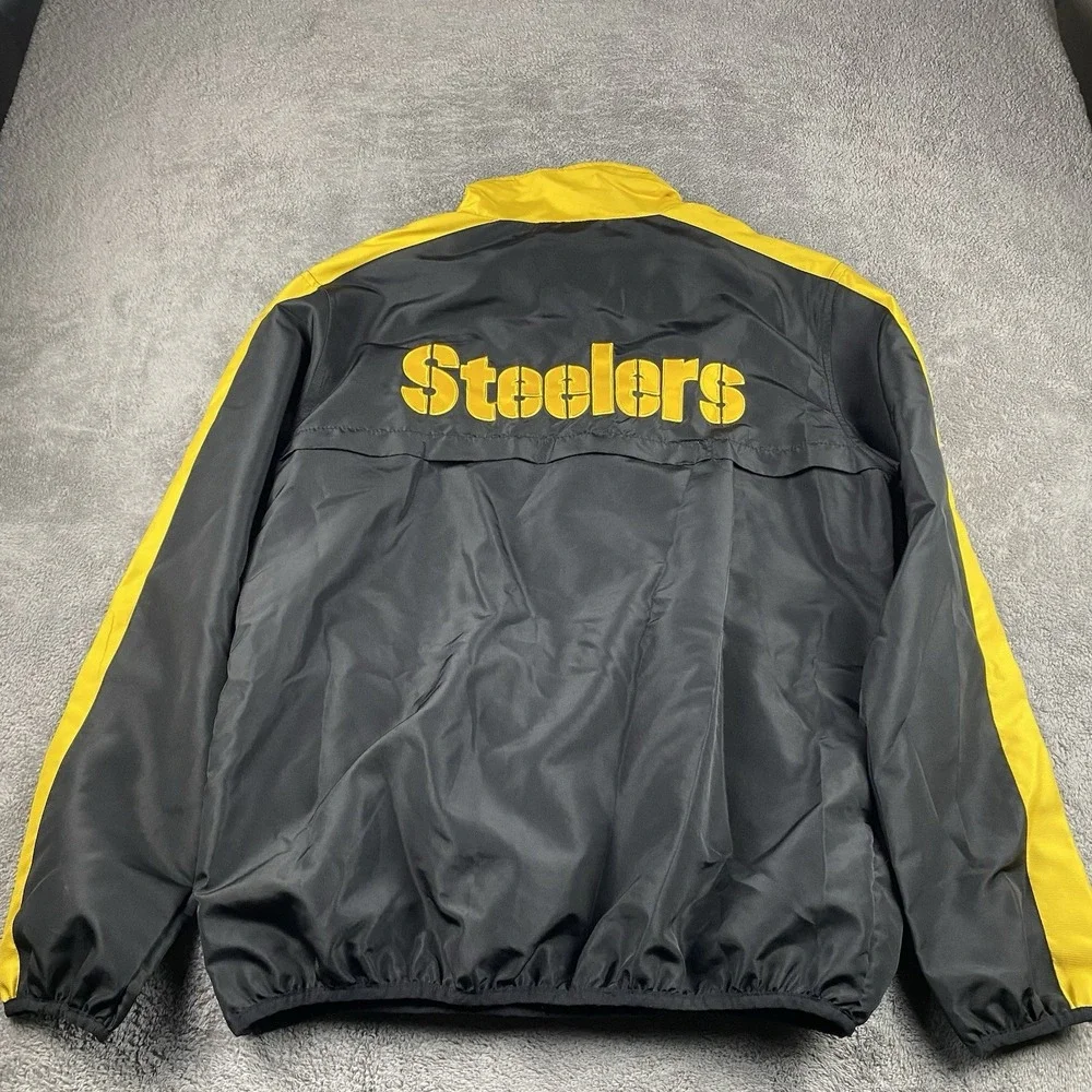 NFL‎ Pittsburgh Steelers Windbreaker Jacket Mens Medium Black Yellow